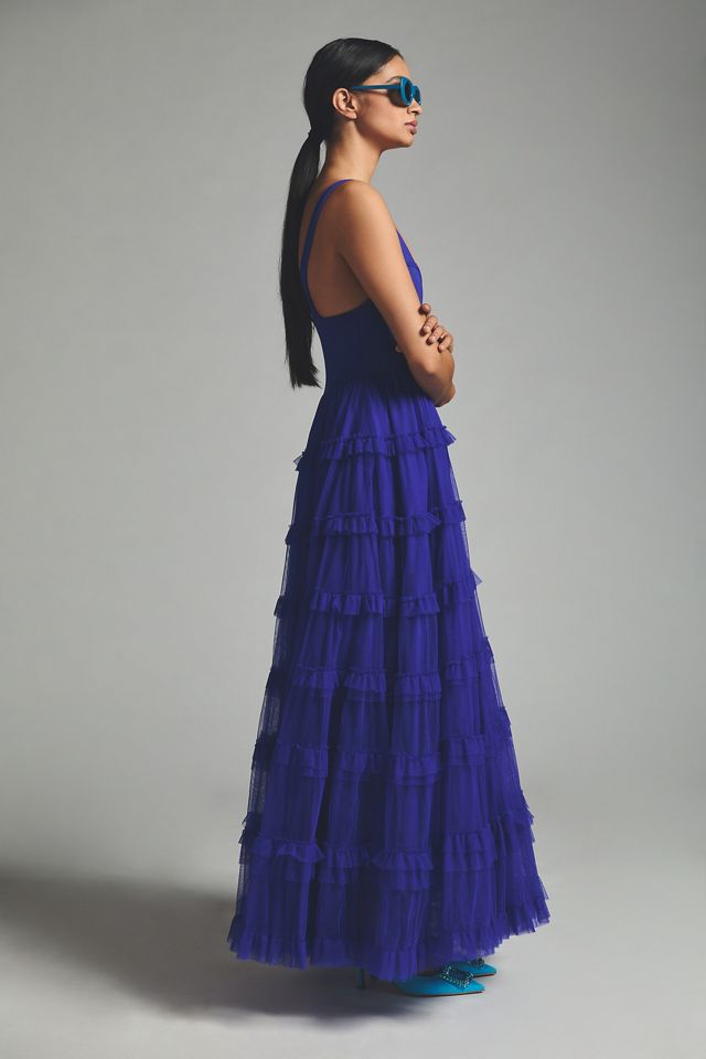 anthropologie tiered tulle maxi dress Tiered Tulle Maxi Dress