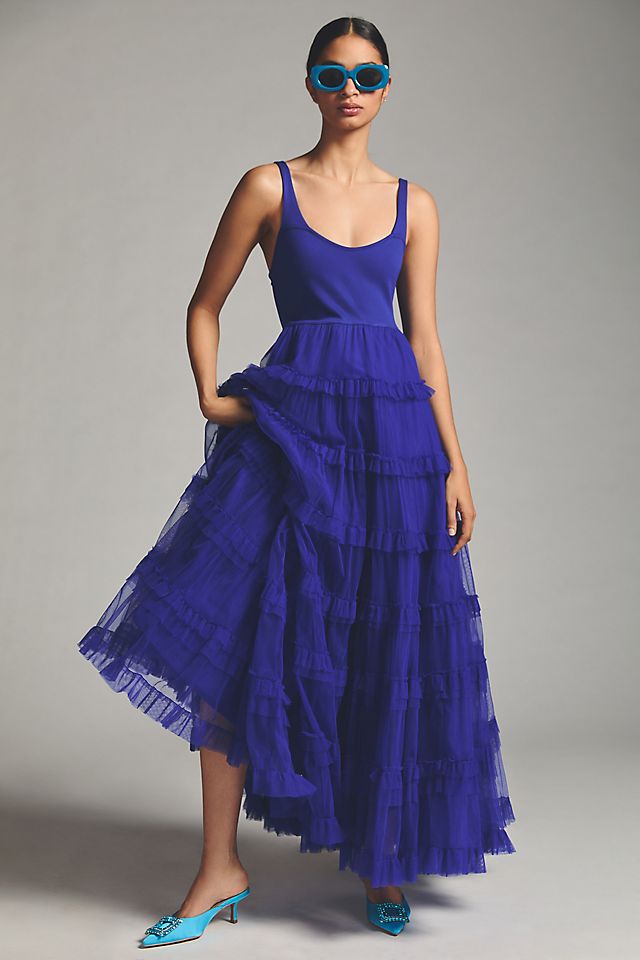 anthropologie tulle dress By Sheer Let Me Be Tiered Tulle