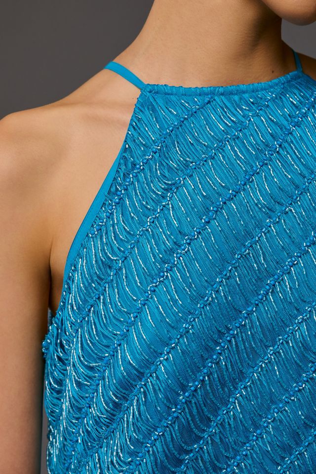 Let Me Be Halter Beaded Shift Dress | Anthropologie
