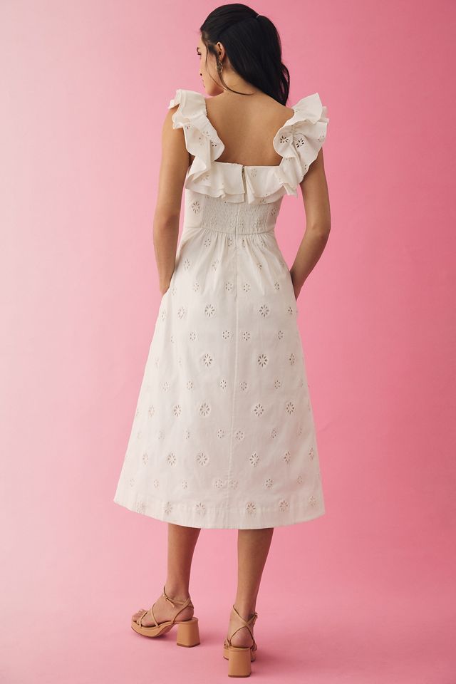 Forever That Girl Ruffled Eyelet Square-Neck Dress #1