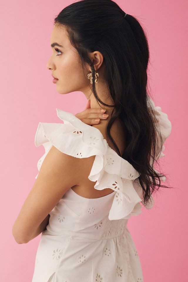 Forever That Girl Ruffled Eyelet Square-Neck Dress #3