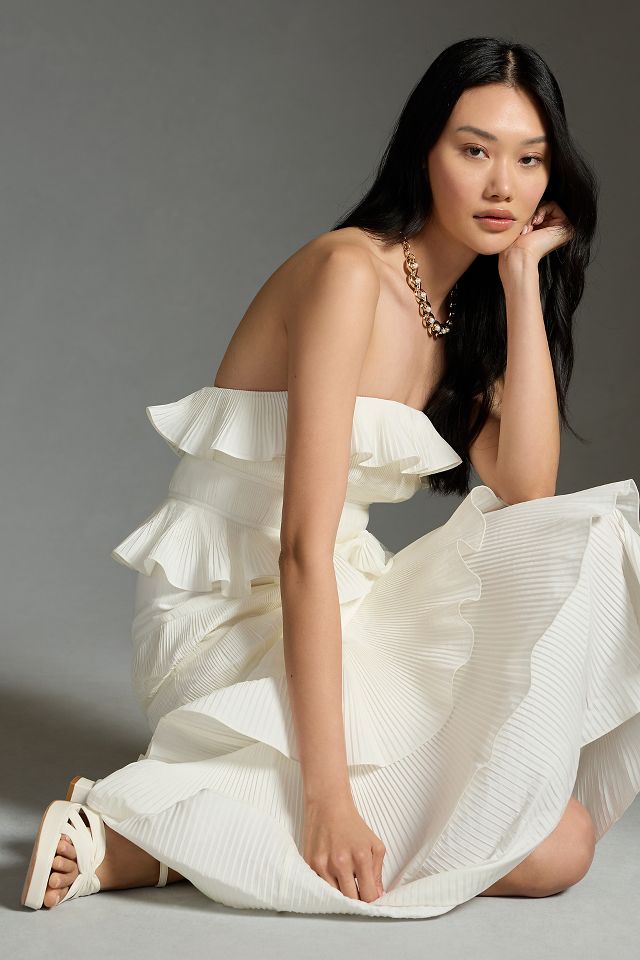 Strapless tiered best sale ruffle dress