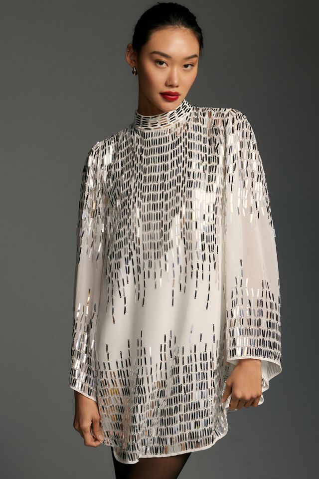 Let Me Be Long-Sleeve Shine Tunic Mini Dress #3