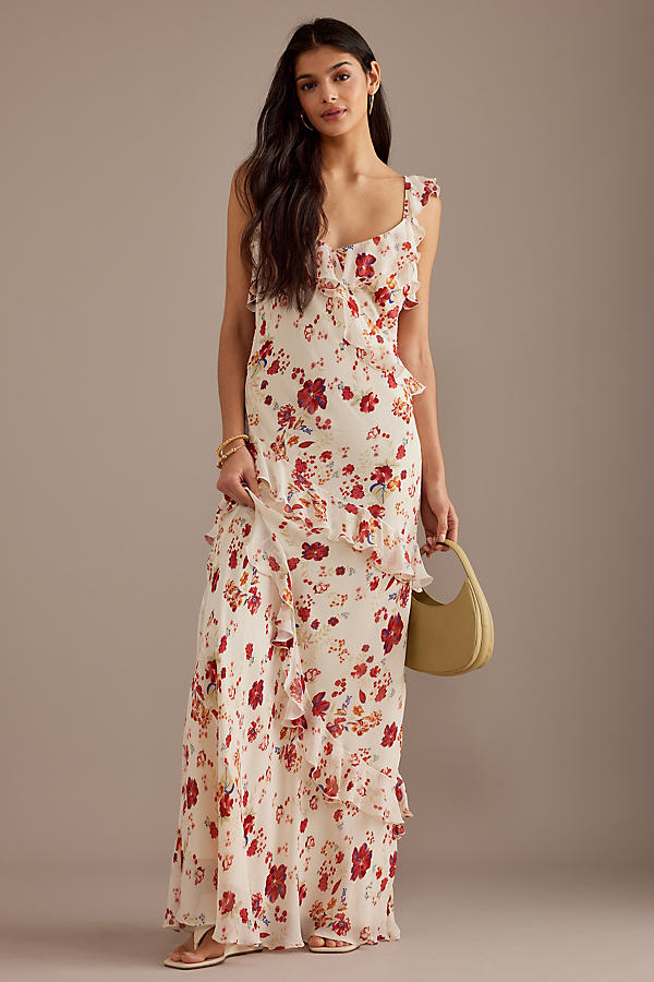 By Anthropologie Isabella Ruffle Maxi Dress