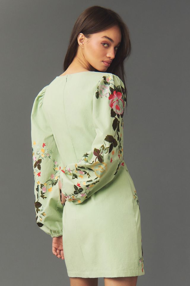 Let Me Be Long-Sleeve Embroidered Mini Dress #1
