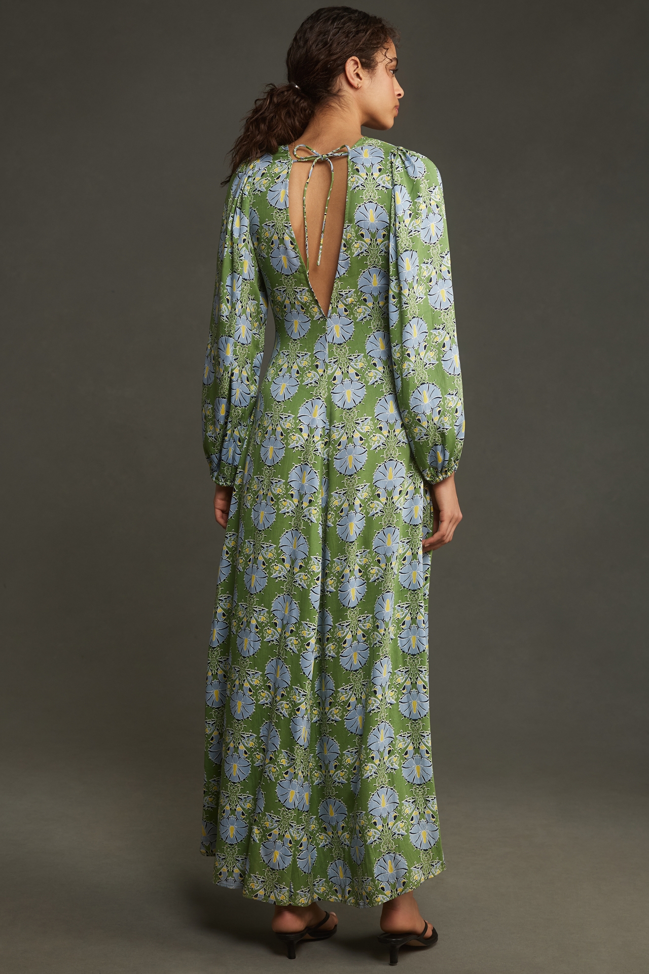 Let Me Be Long-Sleeve V-Neck Cutout Floral Maxi Dress