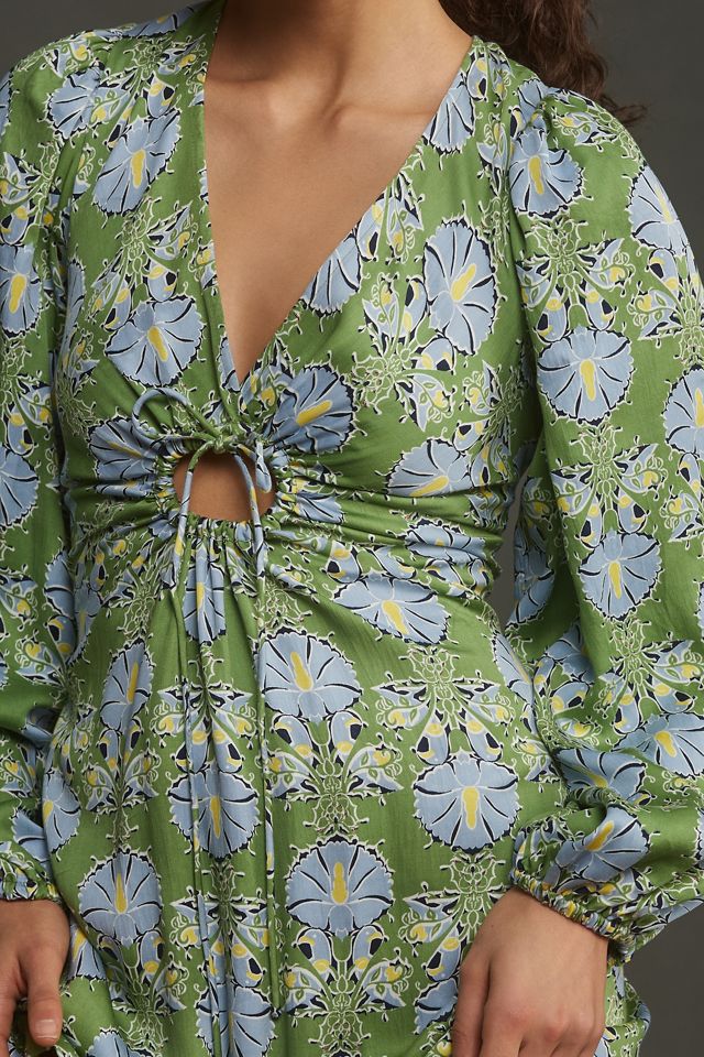 Let Me Be Long-Sleeve V-Neck Cutout Floral Maxi Dress #2