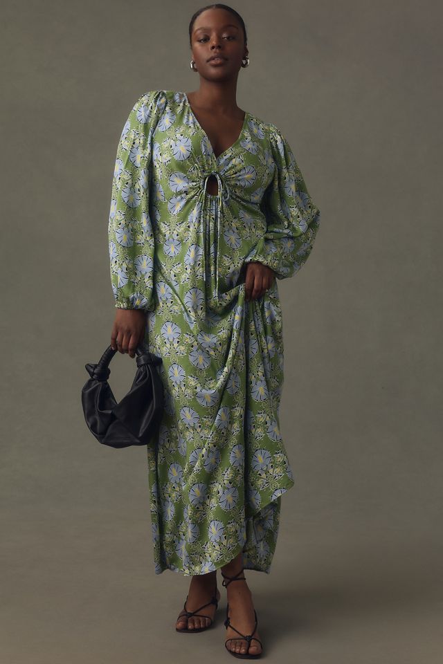 Let Me Be Long-Sleeve V-Neck Cutout Floral Maxi Dress #3