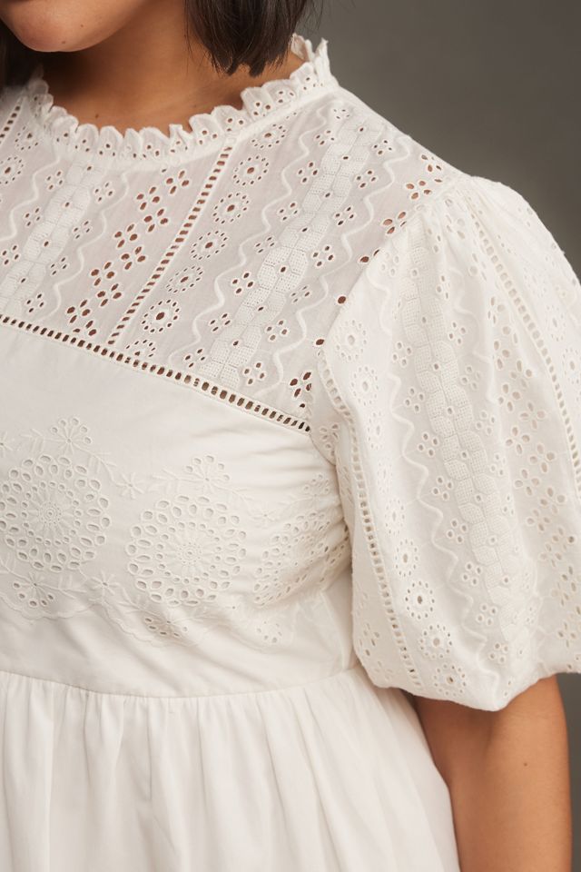 Forever That Girl Puff-Sleeve Lace Babydoll Mini Dress #7
