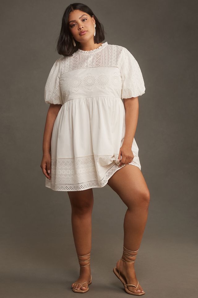Forever That Girl Puff-Sleeve Lace Babydoll Mini Dress #8