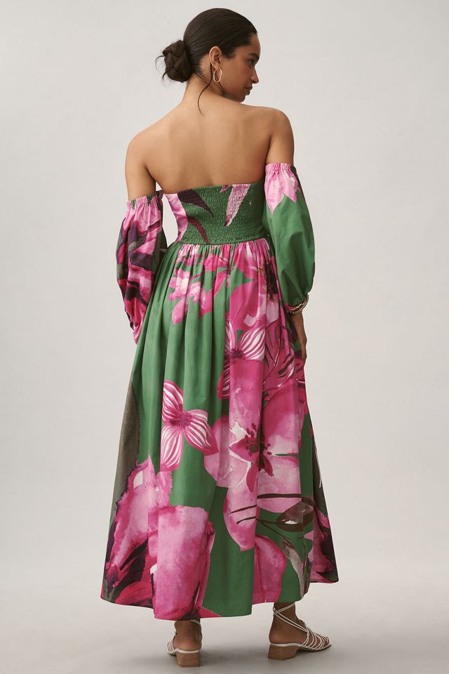 Let Me Be Long-Sleeve Printed Midi Dress #1