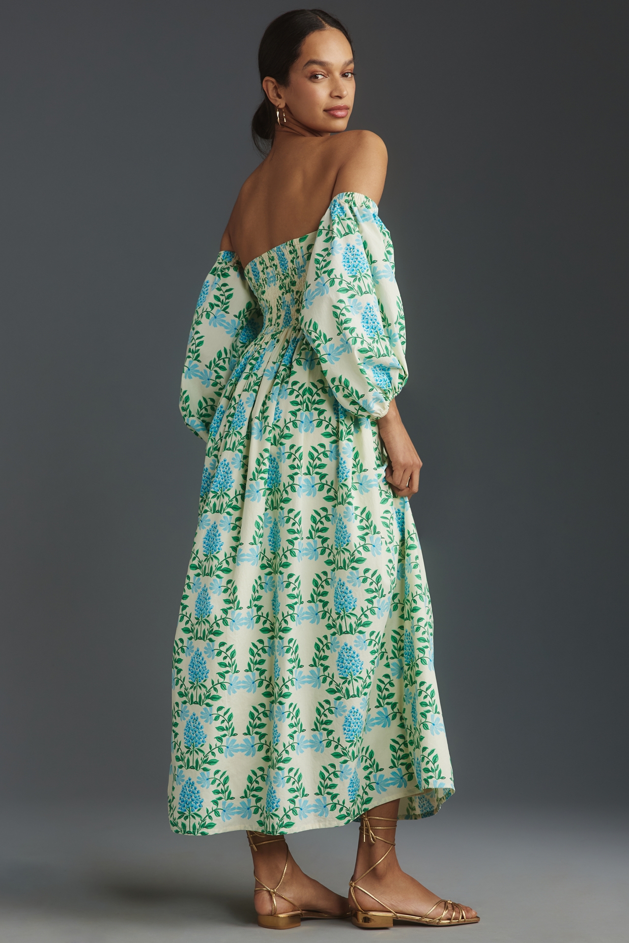 Let Me Be Long-Sleeve Printed Midi Dress