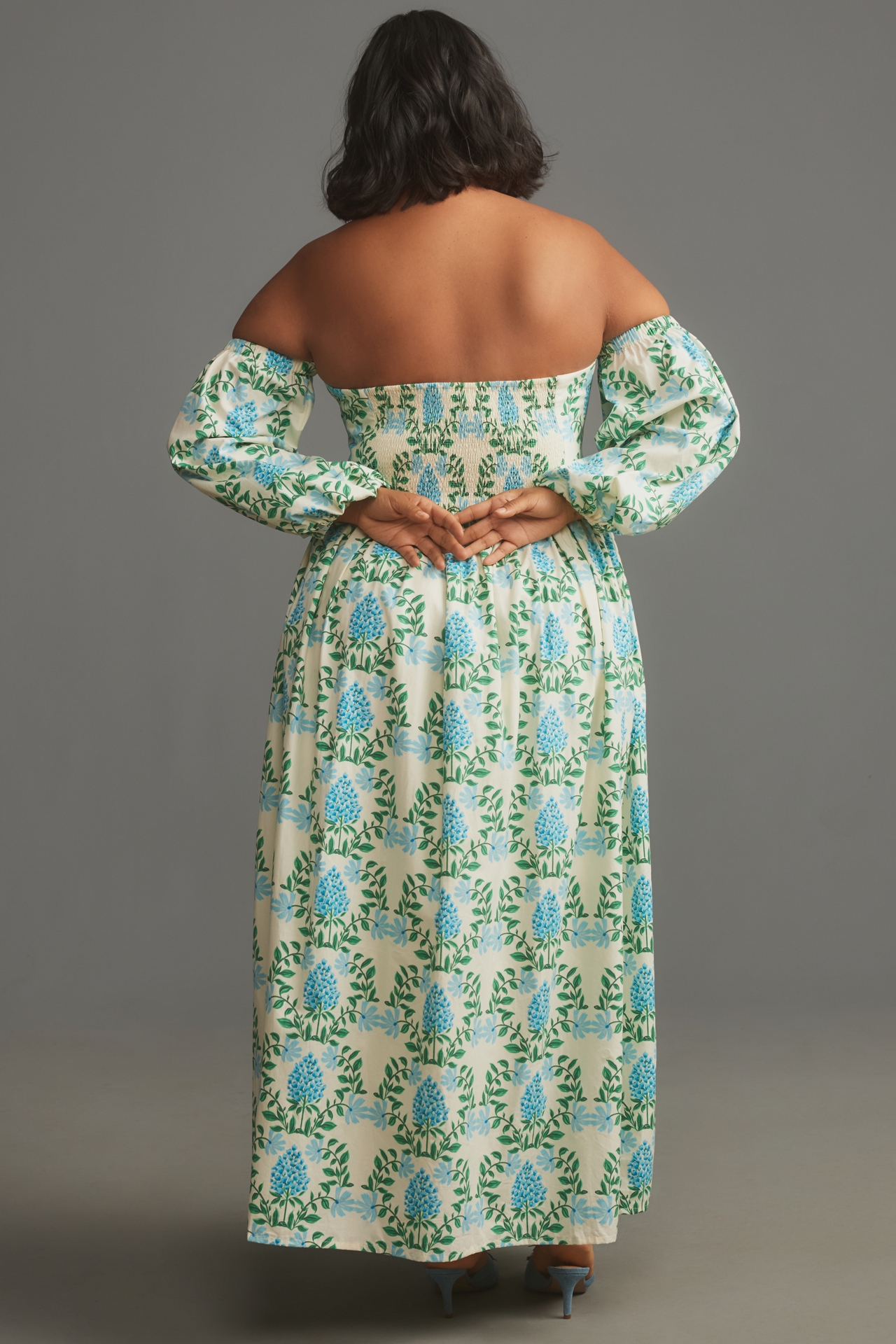 Let Me Be Long-Sleeve Printed Midi Dress