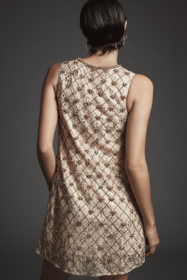 Let Me Be Crystal-Embellished Mini Shift Dress #1