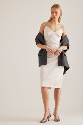 By Anthropologie Vestito Midi con Spalline Decorate