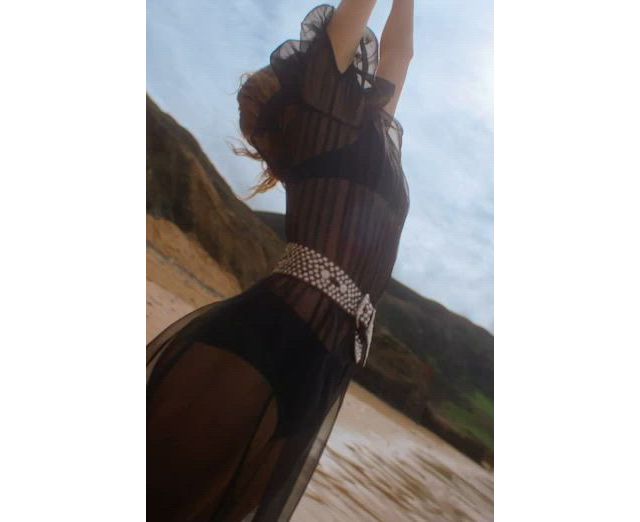 let me be puff sleeve sheer midi dress Let Me Be Sheer Pintuck Midi Dress