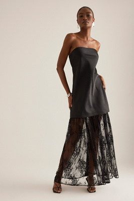 By Anthropologie Lace Twofer Strapless Maxi Dress