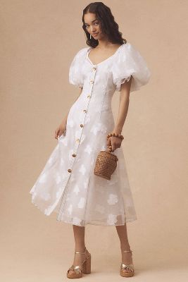 Robe mi-longue transparente à manches bouffantes en taille: XS chez Anthropologie - Let Me Be - Modalova
