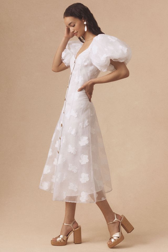 Let Me Be Puff-Sleeve Sheer Midi Dress #3