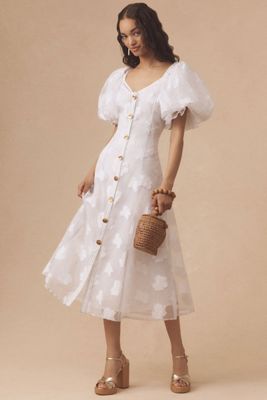 Vestido Let Me Be Midi Transparente de Manga Abullonada