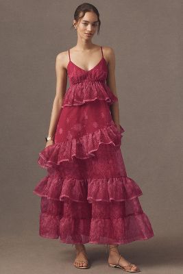 Let Me Be Sleeveless Sheer Tiered Midi Dress