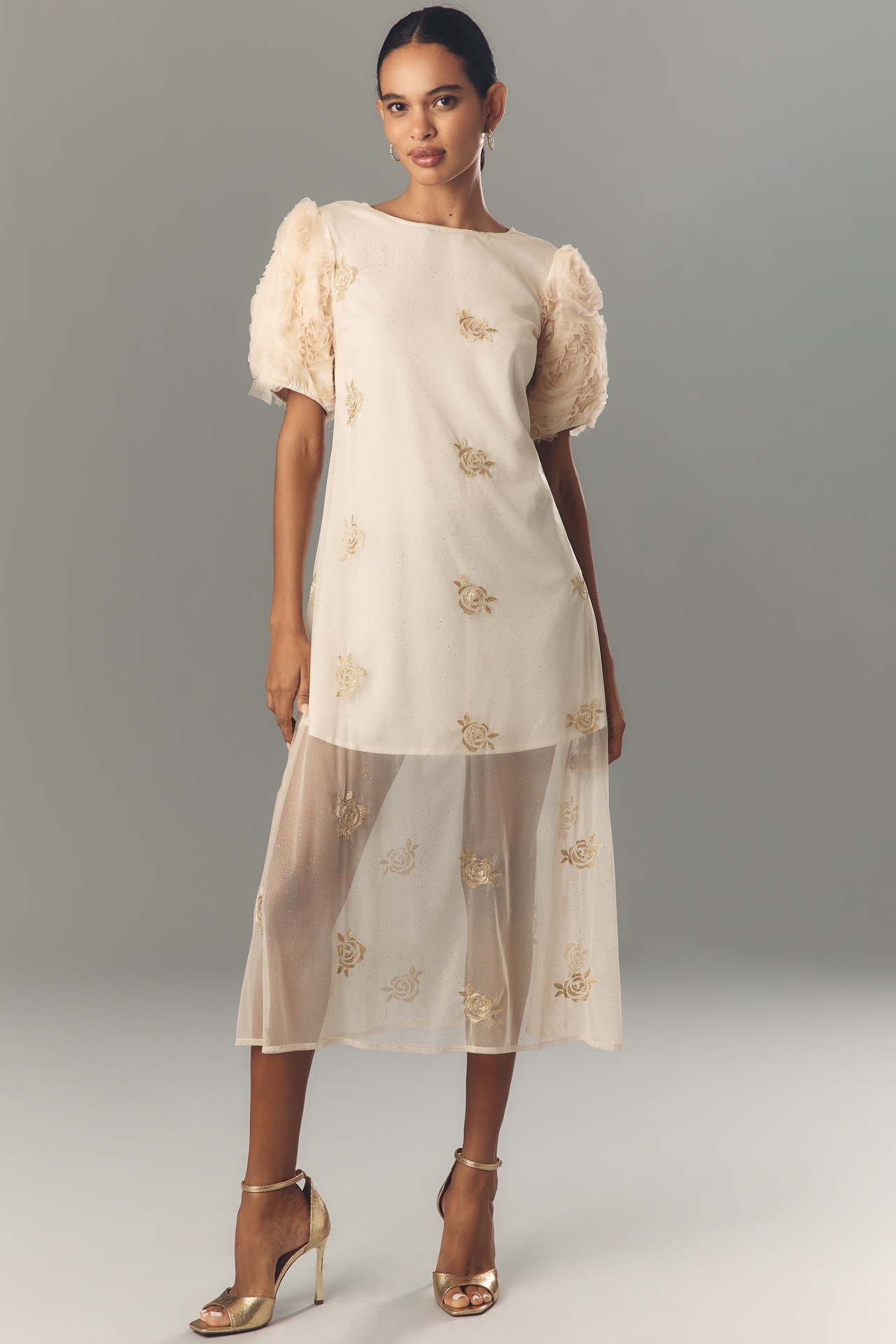 Let Me Be Floral Embroidered Midi Dress