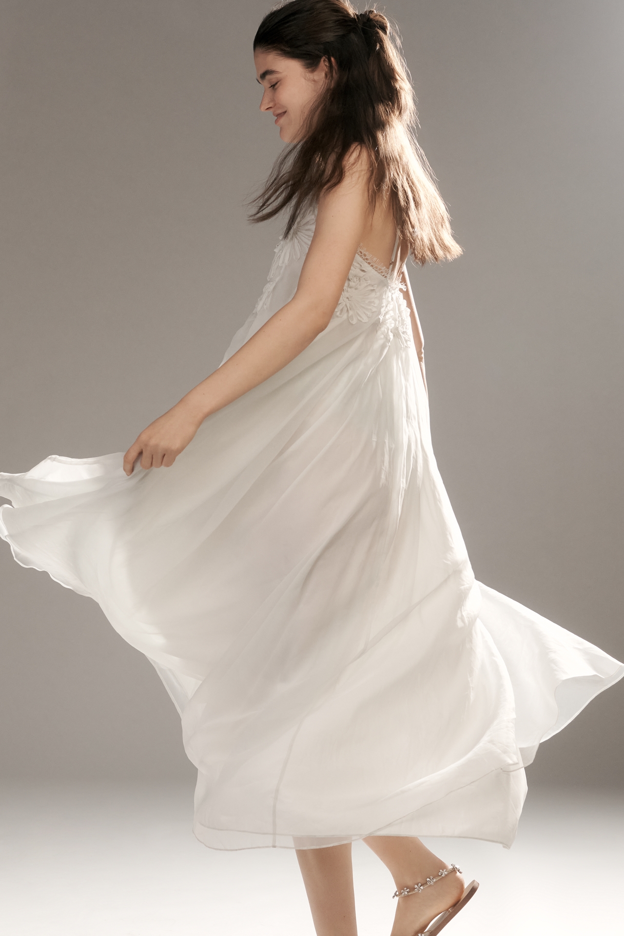 Let Me Be Sleeveless Appliqué Midi Dress