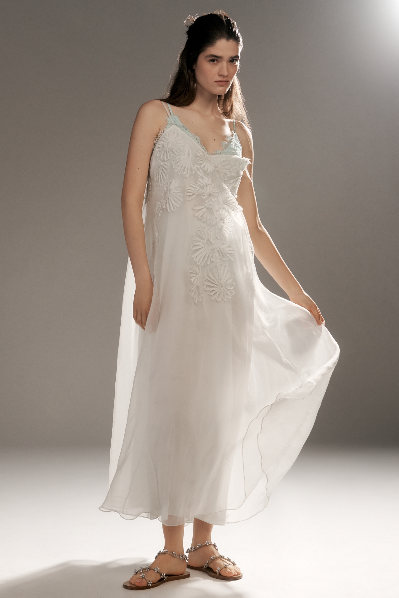 Let Me Be Sleeveless Appliqué Midi Dress