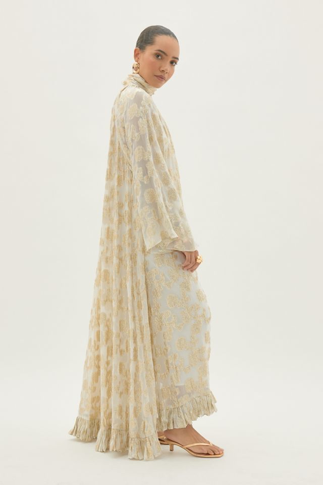 By Anthropologie Jacquard High-Neck Ruffle Maxi Dress #1