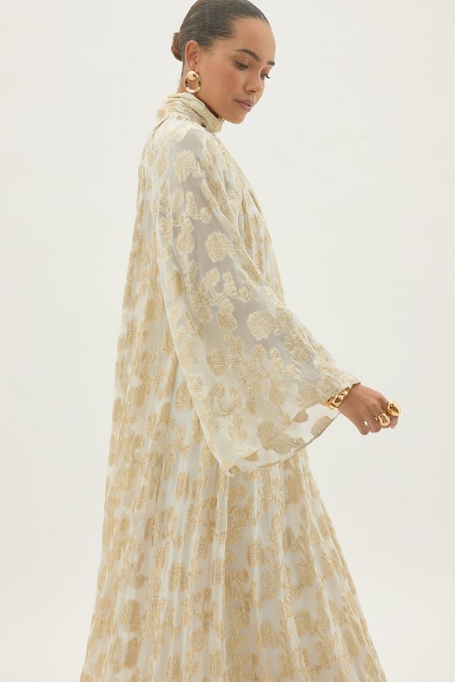 By Anthropologie Jacquard High-Neck Ruffle Maxi Dress #4