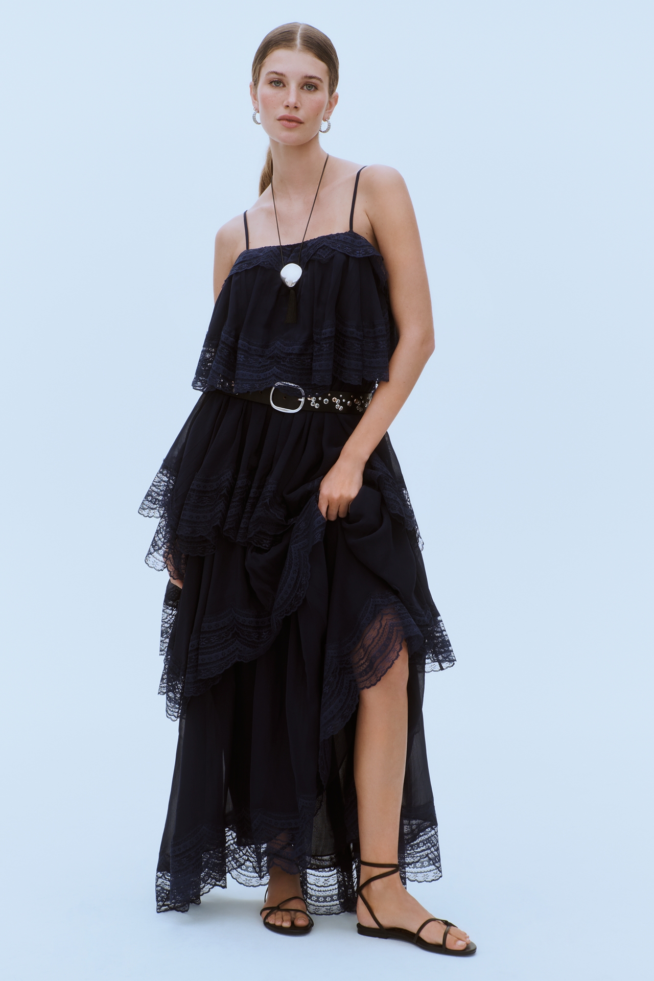 Let Me Be Tiered Lace Maxi Dress