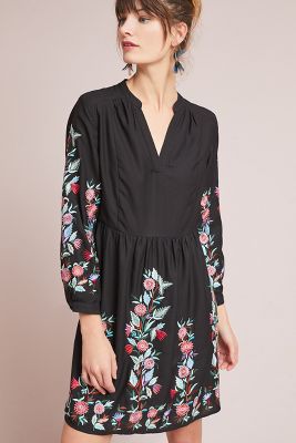 Kaia Embroidered Swing Dress | Anthropologie