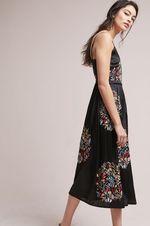 Anthropologie black embroidered clearance dress