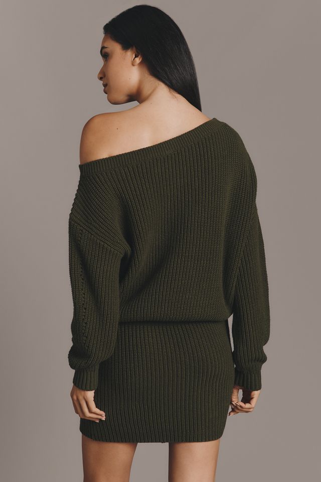 By Anthropologie Belted Mini Sweater Dress