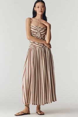 Tach Clothing Nina Gerafftes Midi-Kleid aus Baumwolle