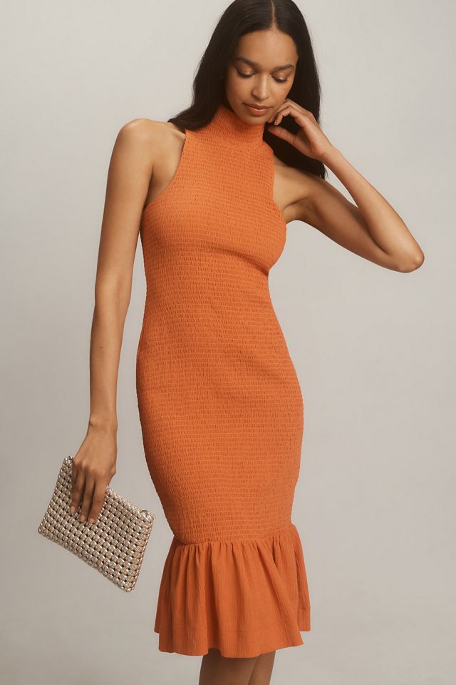 By Anthropologie Sleeveless Mock-Neck Textured Midi Dress #2