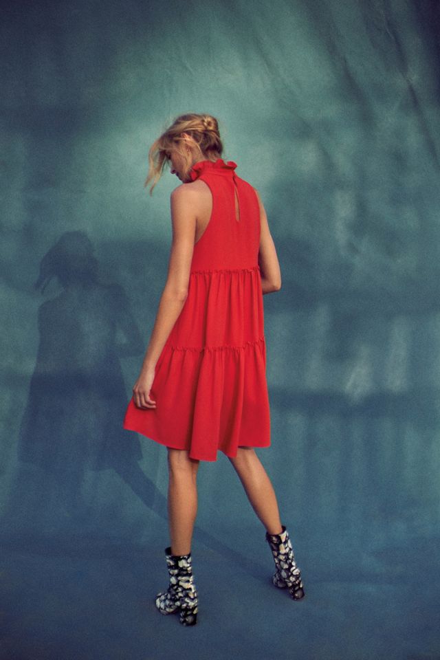 Ruffled Turtleneck Swing Dress #4