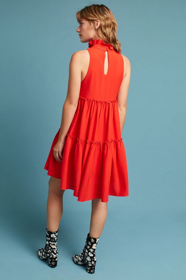 Ruffled Turtleneck Swing Dress #3
