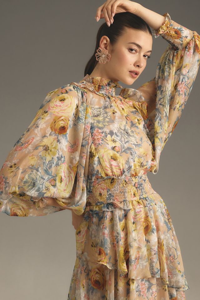 Elliatt Astrid Long-Sleeve Mock-Neck Asymmetrical Midi Dress #3