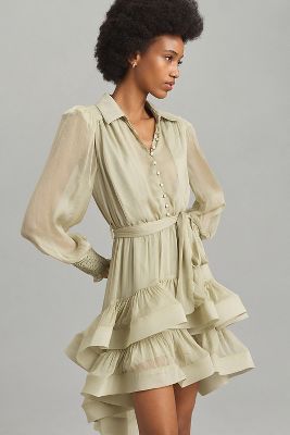 Elliatt Poppy Long-Sleeve Ruffle Mini Dress | Anthropologie