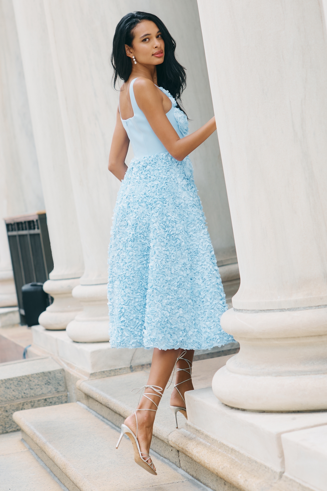 Elliatt Kaia Square-Neck Textured Midi Dress