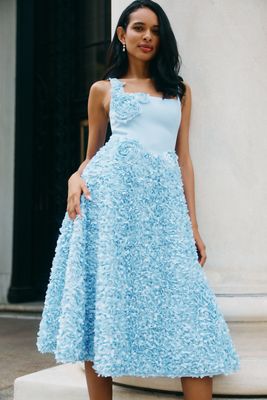 Elliatt Kaia Square-Neck Textured Midi Dress