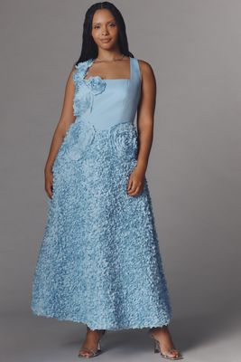 Elliatt Kaia Square-Neck Textured Midi Dress