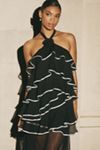 Elliatt Melissa Halter Ruffle Tiered Sheer Maxi Dress