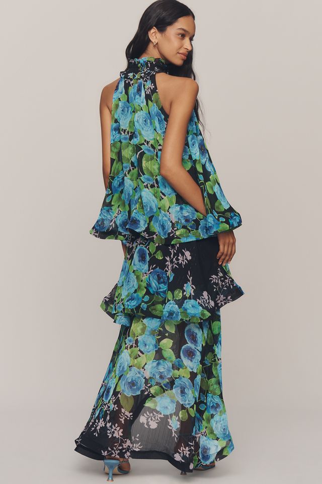 Elliatt Briony Halter Tiered High-Low Maxi Dress