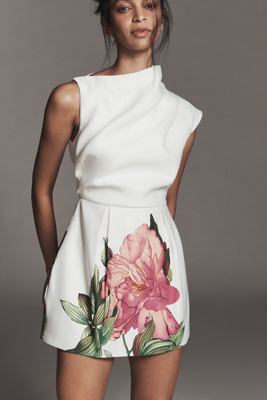 Elliatt Azelie Asymmetric High-neck Mini Dress In White