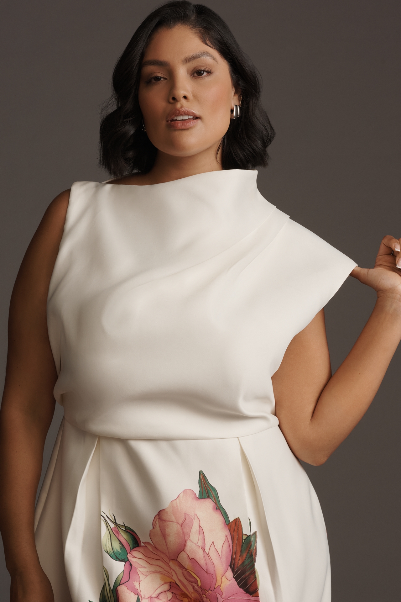 Elliatt Azelie Asymmetric High-Neck Mini Dress