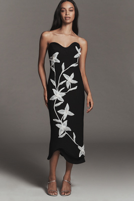 Elliatt Strapless Embellished Midi Dress In Black