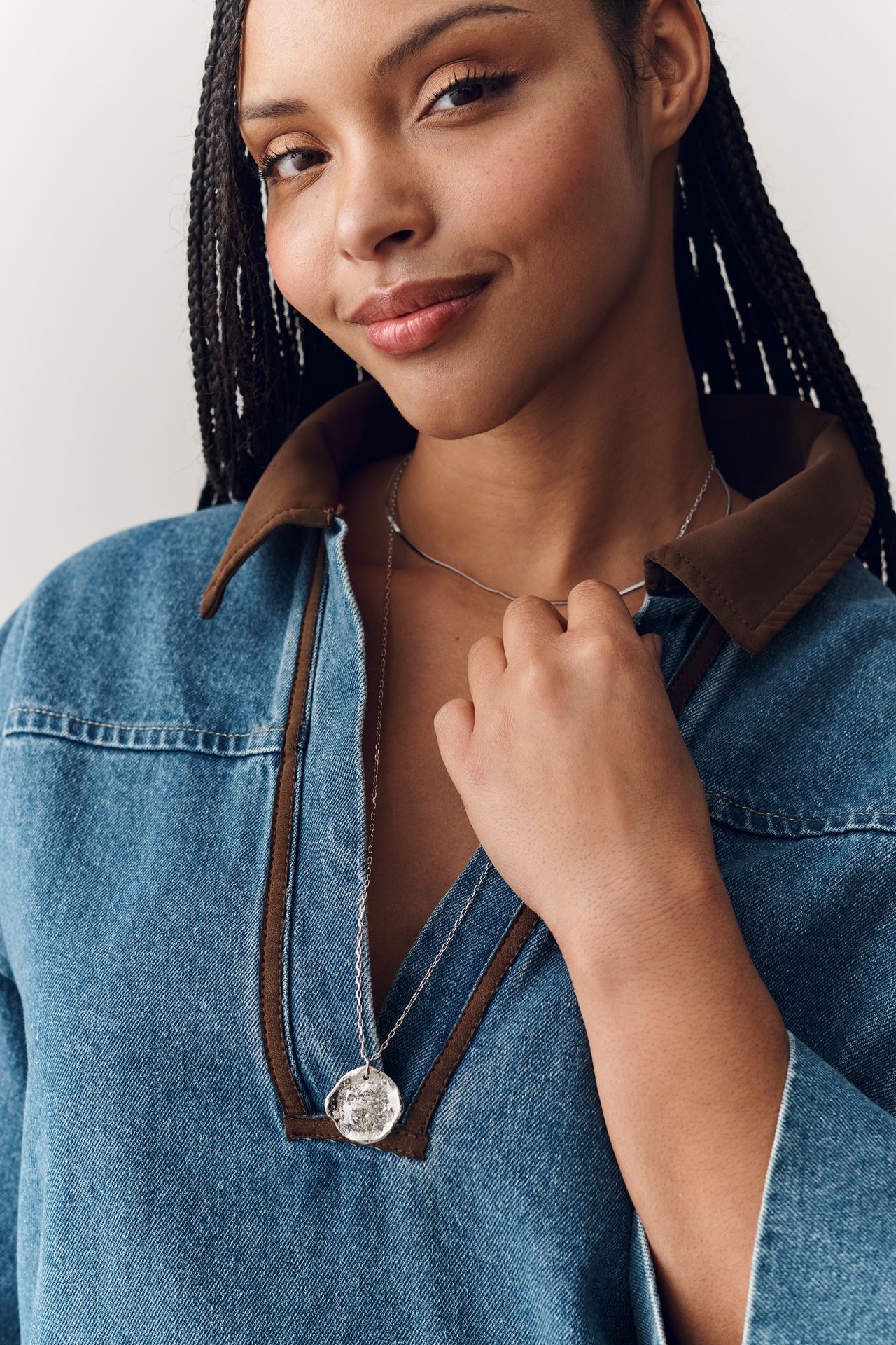 Curaae Rhea Short-Sleeve V-Neck Denim Mini Dress