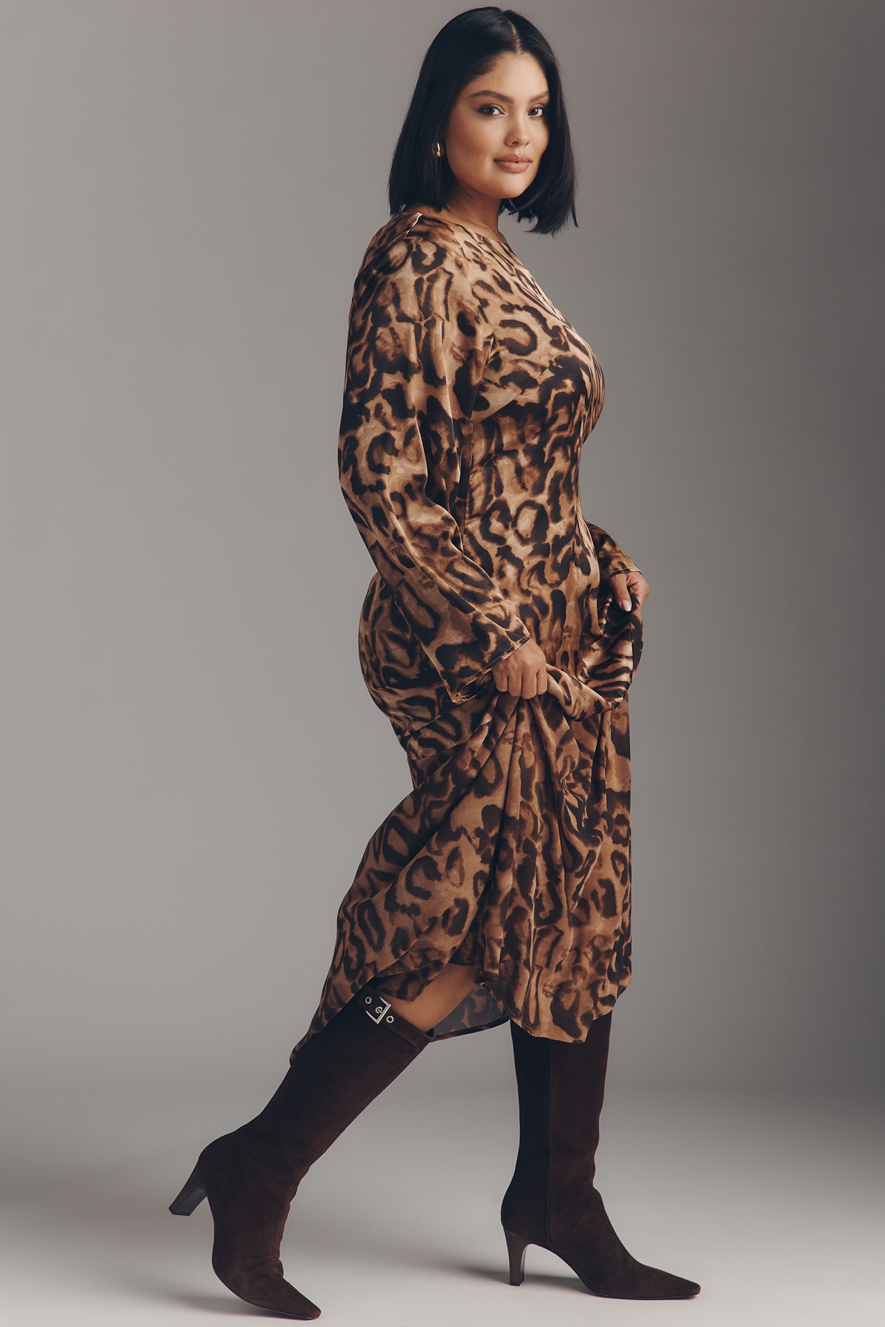 Curaae Zali Long-Sleeve Boat-Neck Maxi Dress